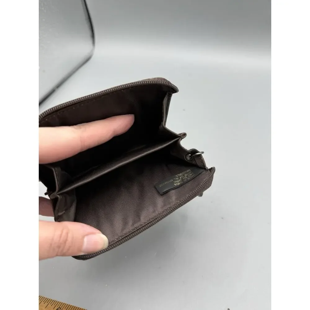Esprit Brown Zip Around Wallet Coin Purse Key Ring ID Window